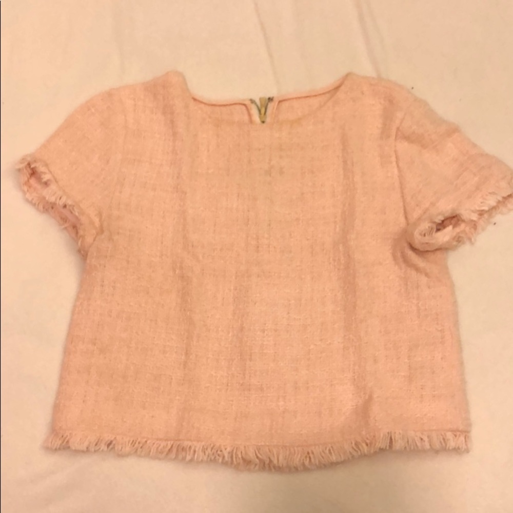 Pink textured tee blouse - Picture 1 of 6